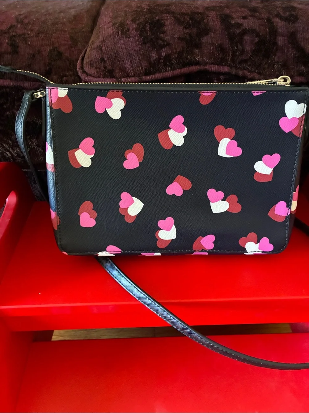 kate spade Black Heart-Print Crossbody Bag